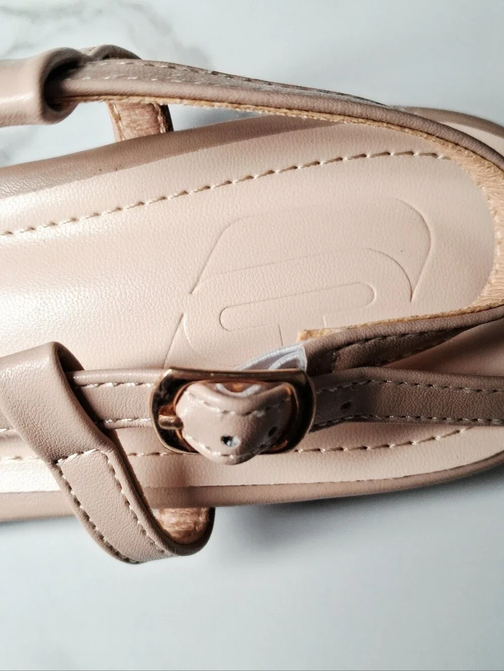 Cuccoo Beige Gold Faux Leather Satin Mesh Ballet Flats Sling Back Pointed Toe 9